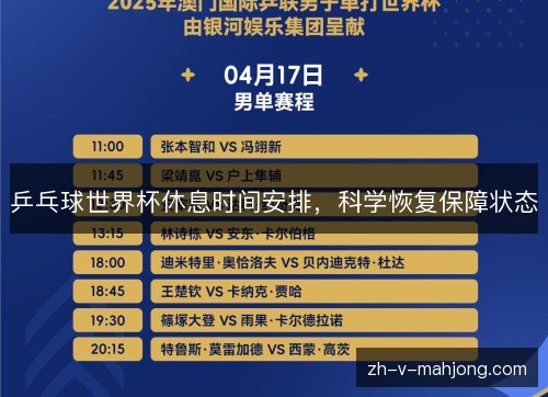 乒乓球世界杯休息时间安排,科学恢复保障状态 乒乓球世界杯休息时间安排,科学恢复保障状态